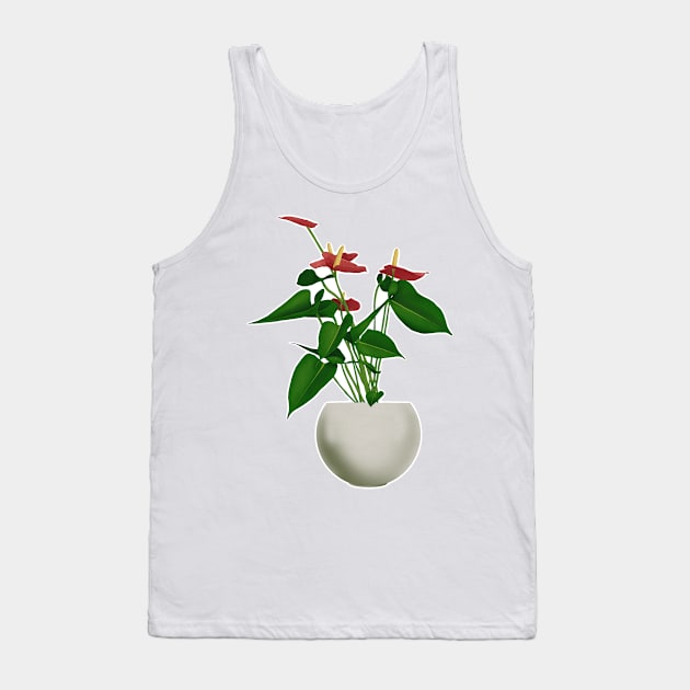 Red Anthurium Tank Top by BurningChair